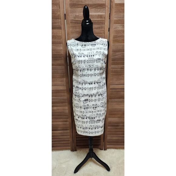 North Style Dress Women’s Size 14 Black And White Music Notes Sleeveless NEW - Picture 2 of 8